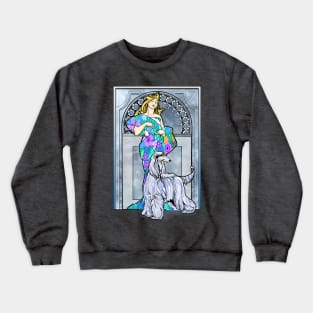 Mucha/Watson. Blue Afghan Hound.Elegant blonde female. Crewneck Sweatshirt